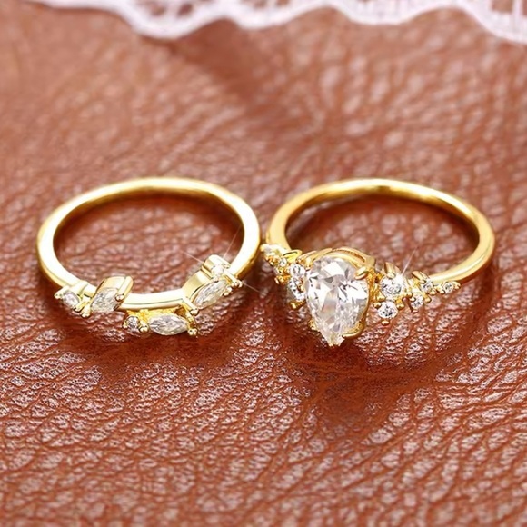 Vintage Flower engagement Wedding Rings for Women Exquisite Leaf Design 7, 8 - Picture 4 of 5